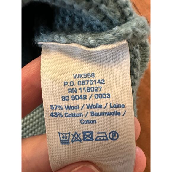 Boden Chunky Knit Size 12 Sweater Wool Blend Thick Heavy Retro Blue Warm - Picture 6 of 12